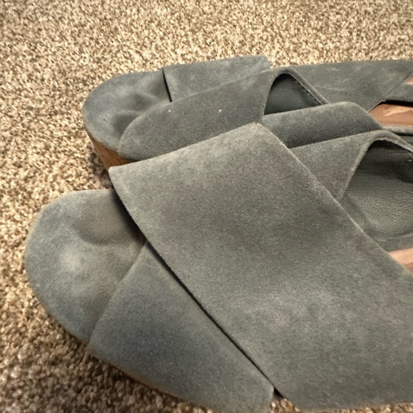 Diane Von Furstenberg Juno Wedge Sandals, Blue Suede, Womens 9 - Picture 7 of 8